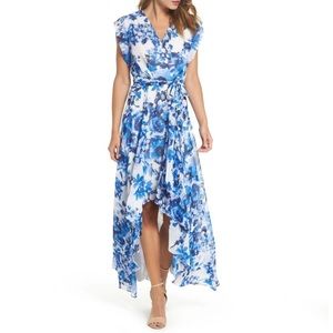 Eliza J Floral Ruffle High Low Dress